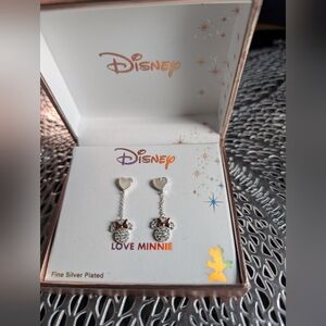 Disney Silver and Red Minnie Mouse Heart Earrings